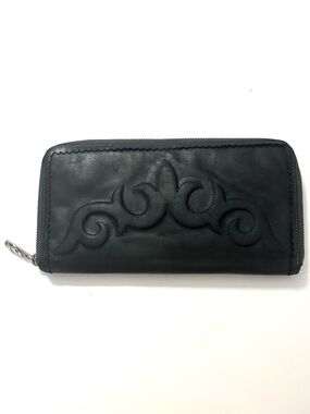 LUCCHESE SPIRIT Zip Long Leather Continental Wallet, black